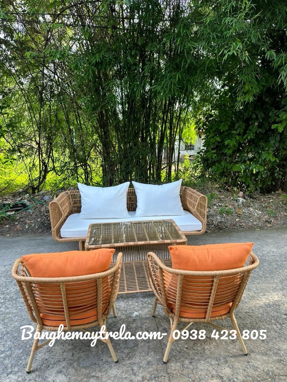 Bàn ghế giả mây sân vườn